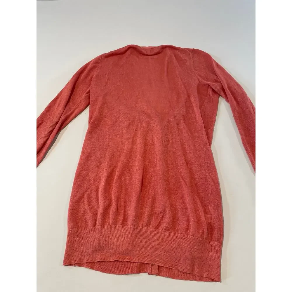 Loft Size M 100% Linen Long Cardigan Neutral Clay Orange